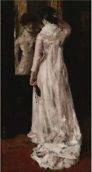 William Merritt Chase - I Think I Am Ready Now (The Mirror, The Pink Dress)