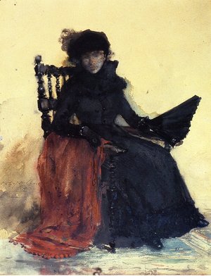 William Merritt Chase - A Lady in Black (aka The Red Shawl)