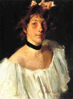 William Merritt Chase - Portrait of a Lady in a White Dress (or Miss Edith Newbold)