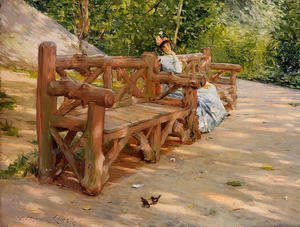 William Merritt Chase - Park Bench (or An Idle Hour in the Park - Central Park)