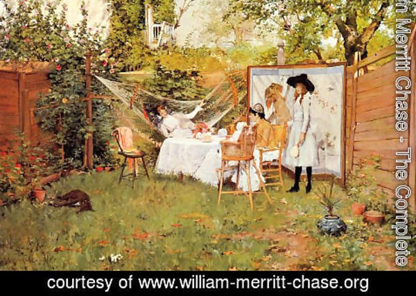William Merritt Chase - The Open Air Breakfast (or The Backyard, Breakfast Out of Doors)