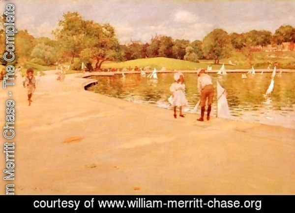 William Merritt Chase - Lilliputian Boat-Lake - Central Park (or Lilliputian Boats in the Park; Central Park)