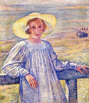 William Merritt Chase - Elisaeth van Rysselberghe in a Straw Hat 1901