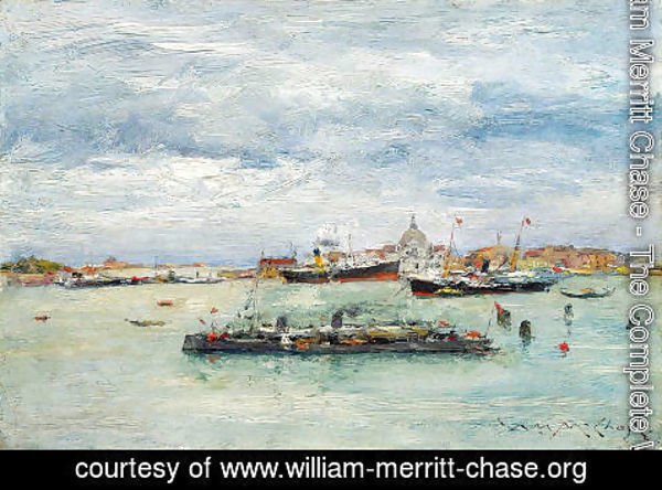 William Merritt Chase - Gray Day on the Lagoon (A Passenger Boat - Venice)