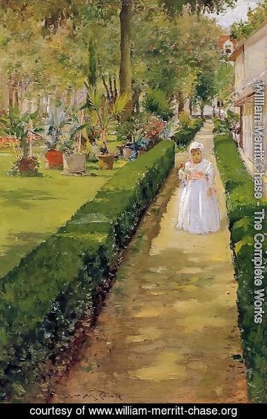 William Merritt Chase - Child On A Garden Walk