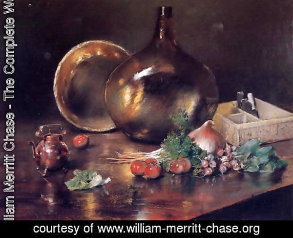William Merritt Chase - Still Life (Brass And Glass)