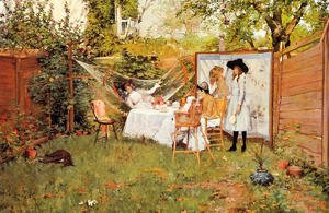 William Merritt Chase - The Open Air Breakfast (or The Backyard, Breakfast Out of Doors)