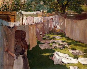 William Merritt Chase - Wash Day - A Back Yard Reminiscence of Brooklyn