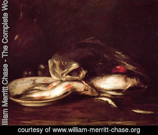 William Merritt Chase - Still Llife with Fish and Plate