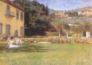 William Merritt Chase - Good Friends, woman and dog