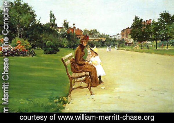 William Merritt Chase - The Park, mother and girl