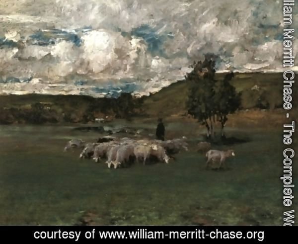William Merritt Chase - View near Polling with sheep