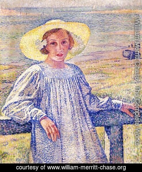 William Merritt Chase - Elisaeth van Rysselberghe in a Straw Hat 1901