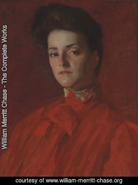 William Merritt Chase - A Lady in Red