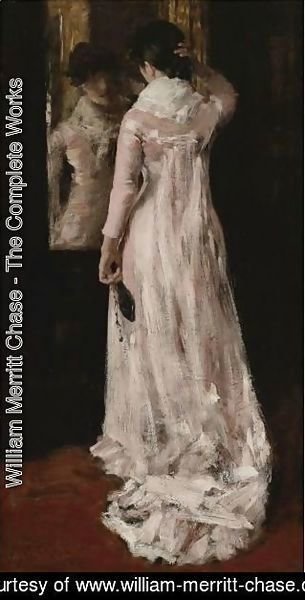 William Merritt Chase - I Think I Am Ready Now (The Mirror, The Pink Dress)