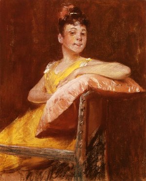 William Merritt Chase - A Girl in Yellow (aka The Yellow Gown)
