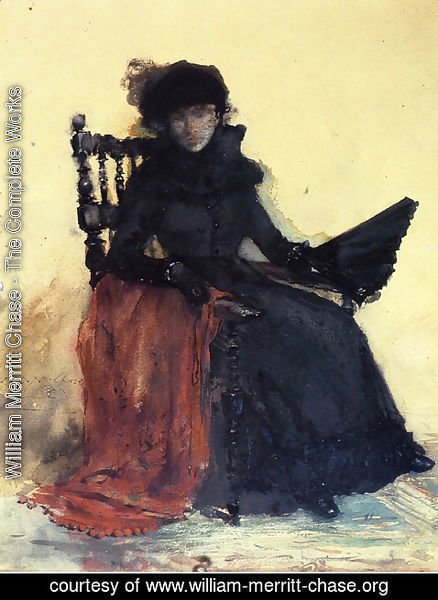 William Merritt Chase - A Lady in Black (aka The Red Shawl)