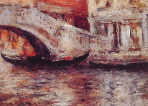 William Merritt Chase - Gondolas Along Venetian Canal