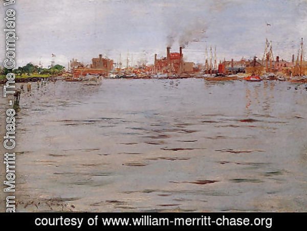 William Merritt Chase - Harbor Scene  Brooklyn Docks