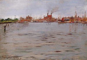 William Merritt Chase - Harbor Scene  Brooklyn Docks