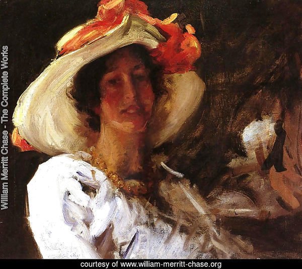 Portrait Of Clara Stephens Wearing A Hat With An Orange