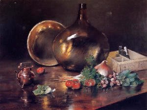 William Merritt Chase - Still Life (Brass And Glass)